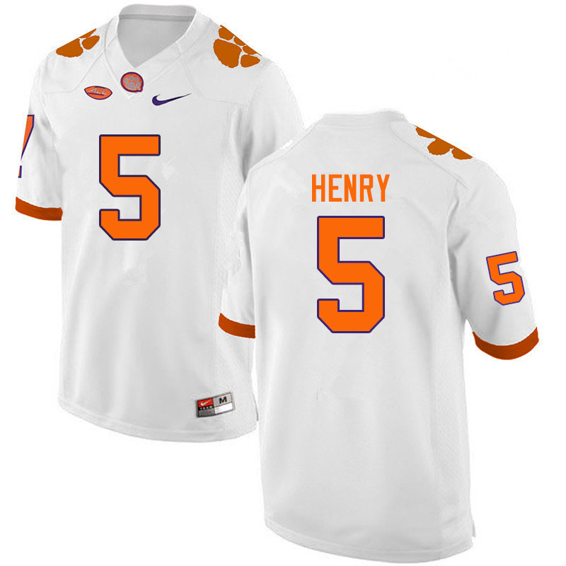 Men #5 K.J. Henry Clemson Tigers College Football Jerseys Sale-White - Click Image to Close
